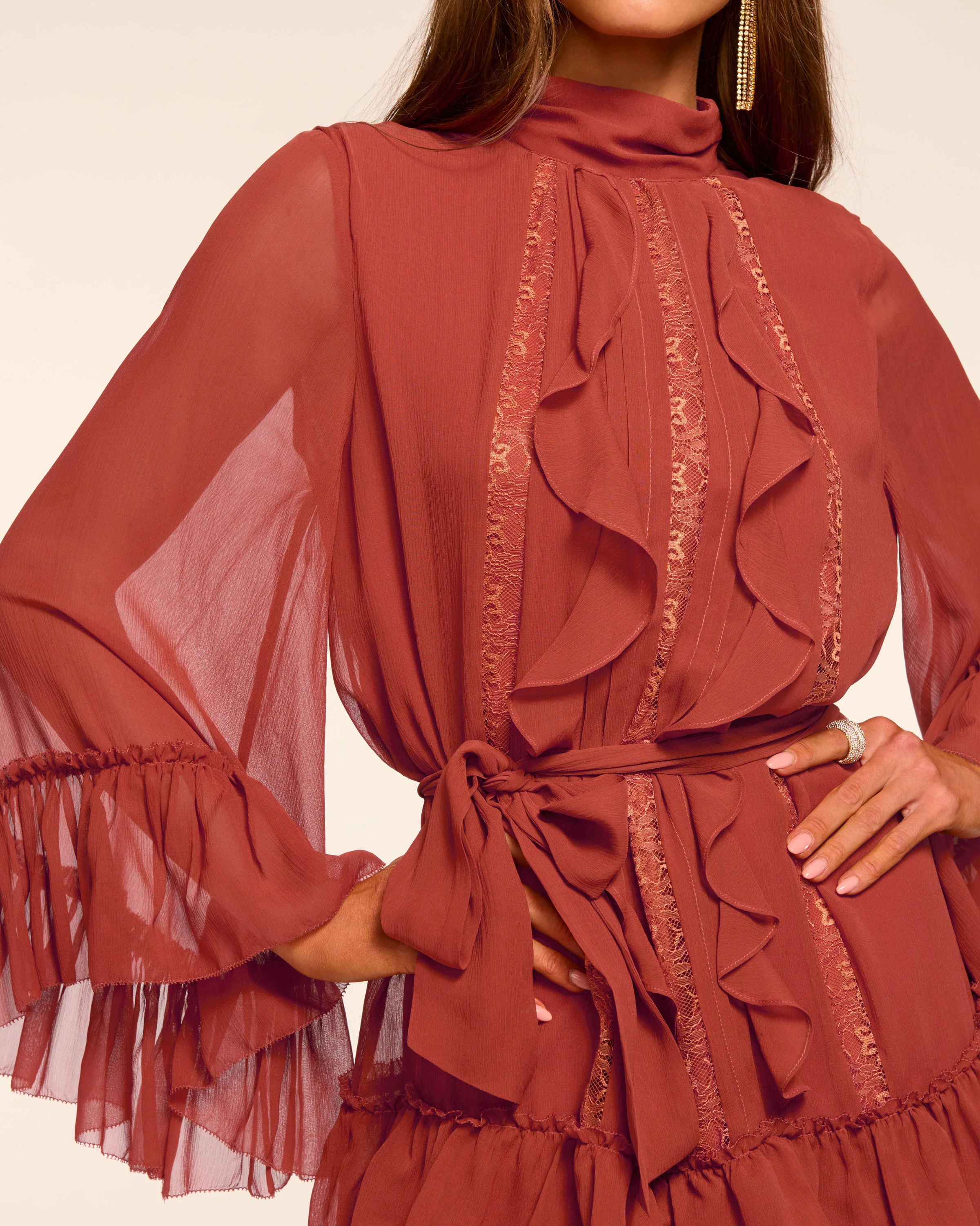 Claudia Silk Chiffon Ruffle Tiered Mini Dress - Image 4