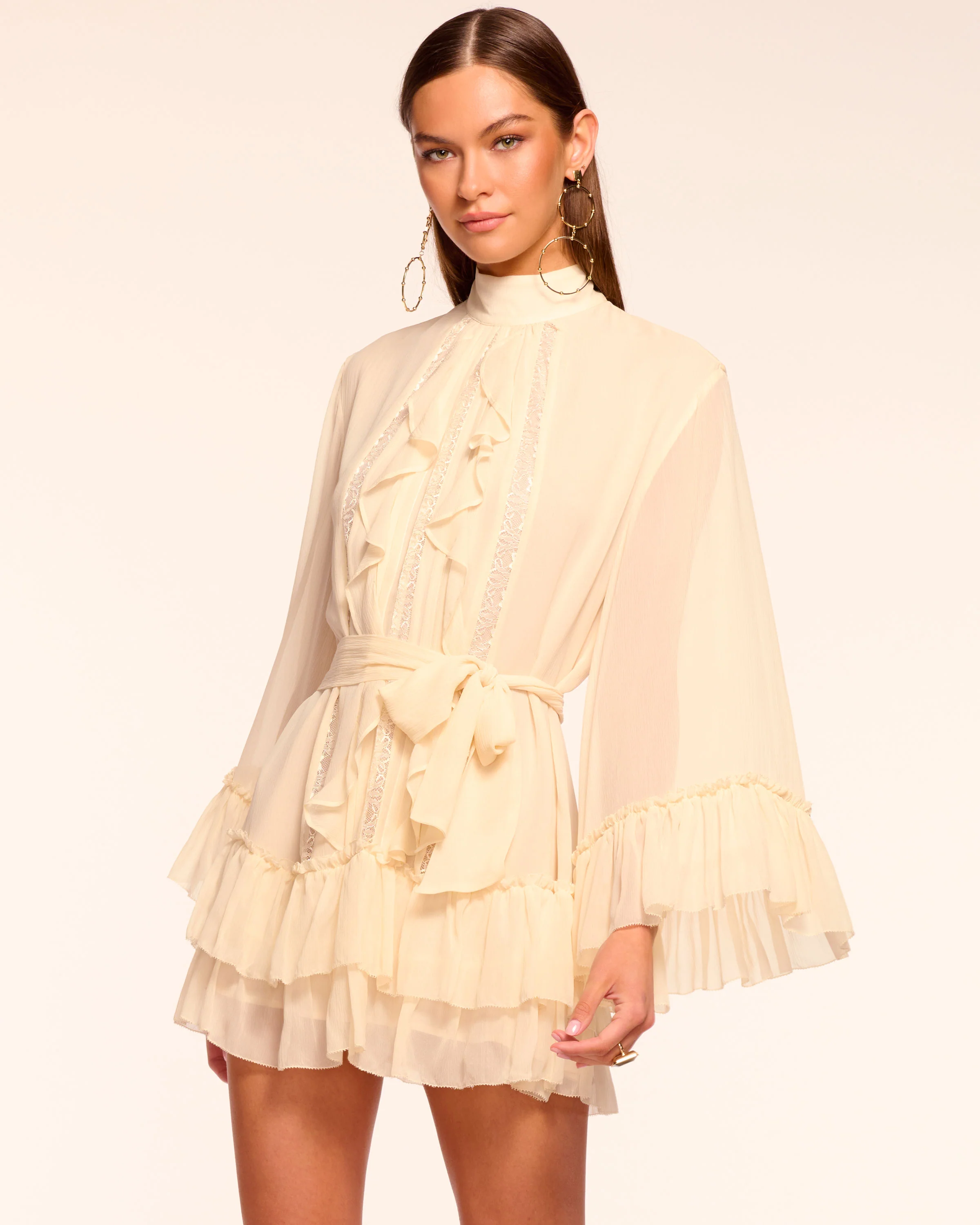 Claudia Silk Chiffon Ruffle Tiered Mini Dress - Image 6