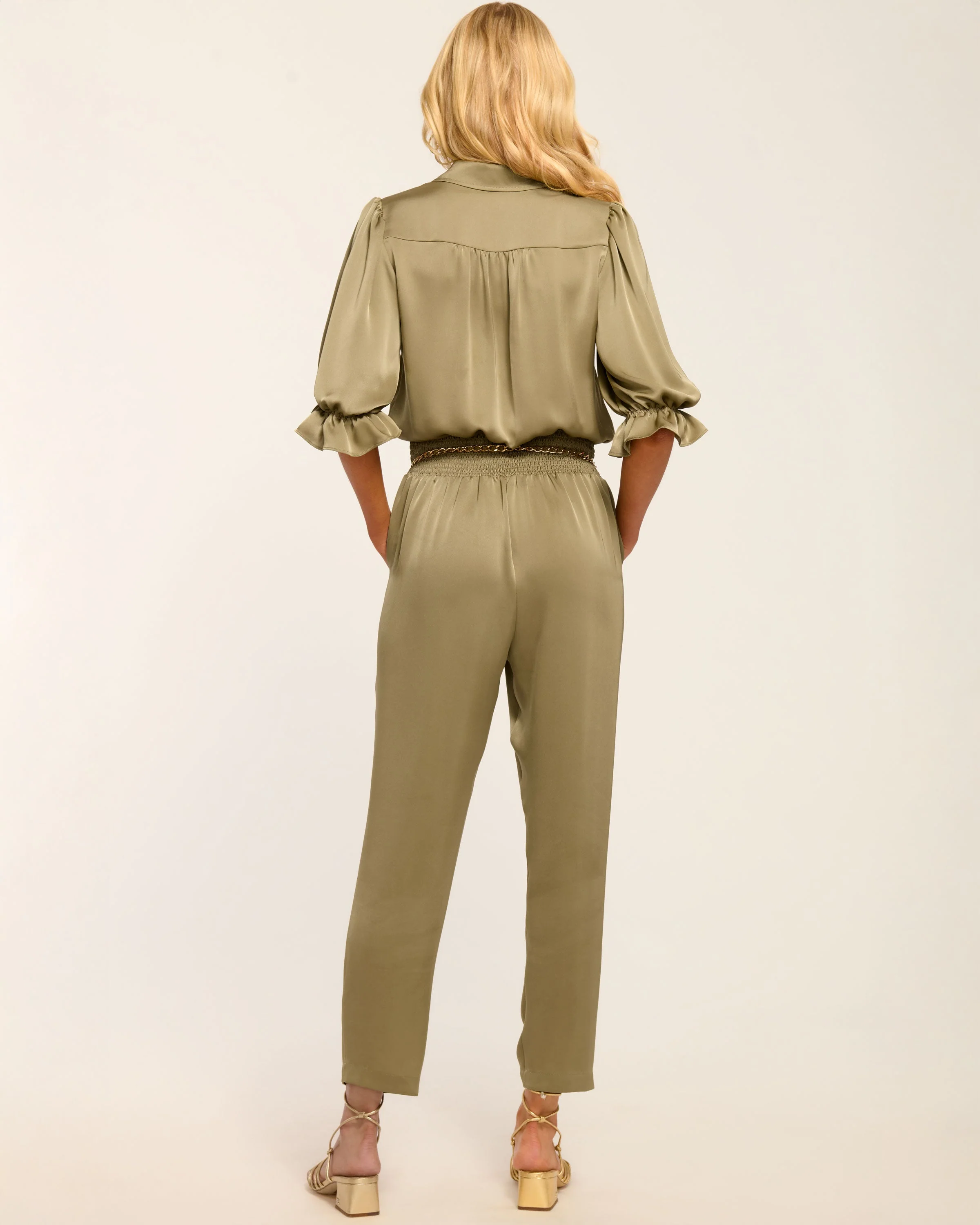 Dina Short Sleeve Button Down Jumpsuit - Image 4