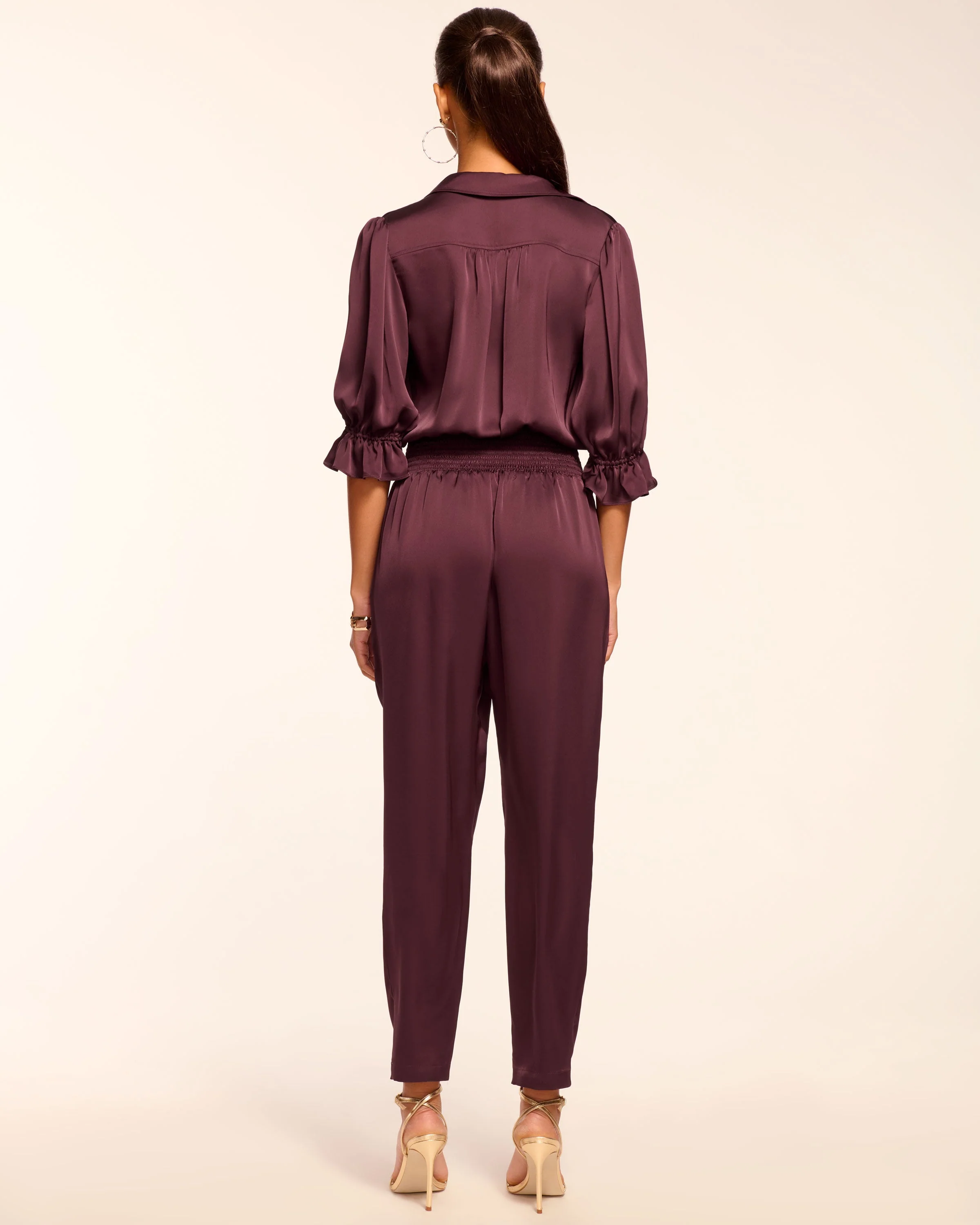 Dina Short Sleeve Button Down Jumpsuit - Image 9