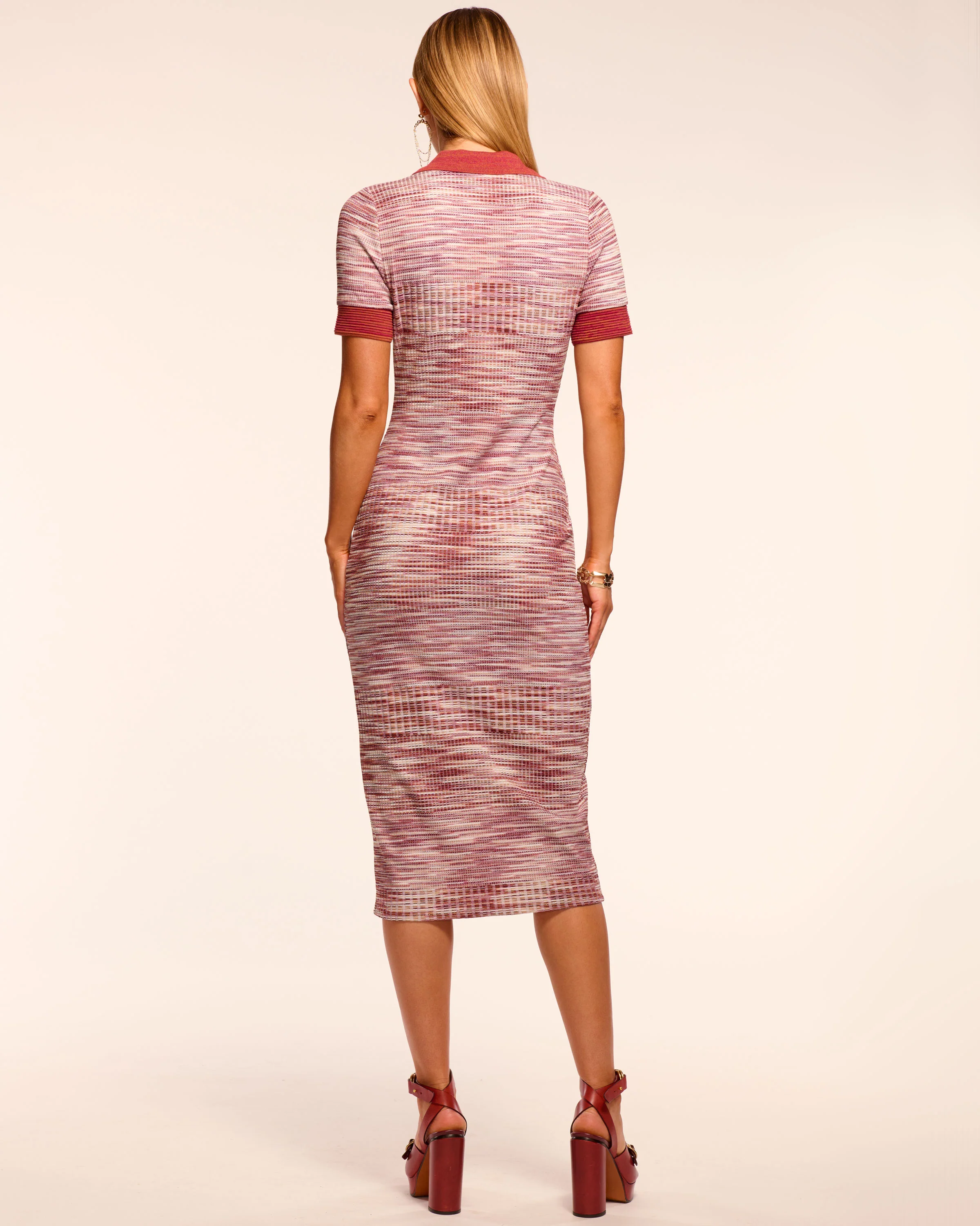 Elijah Space Dye Knit Short Sleeve Midi Dress - Image 4