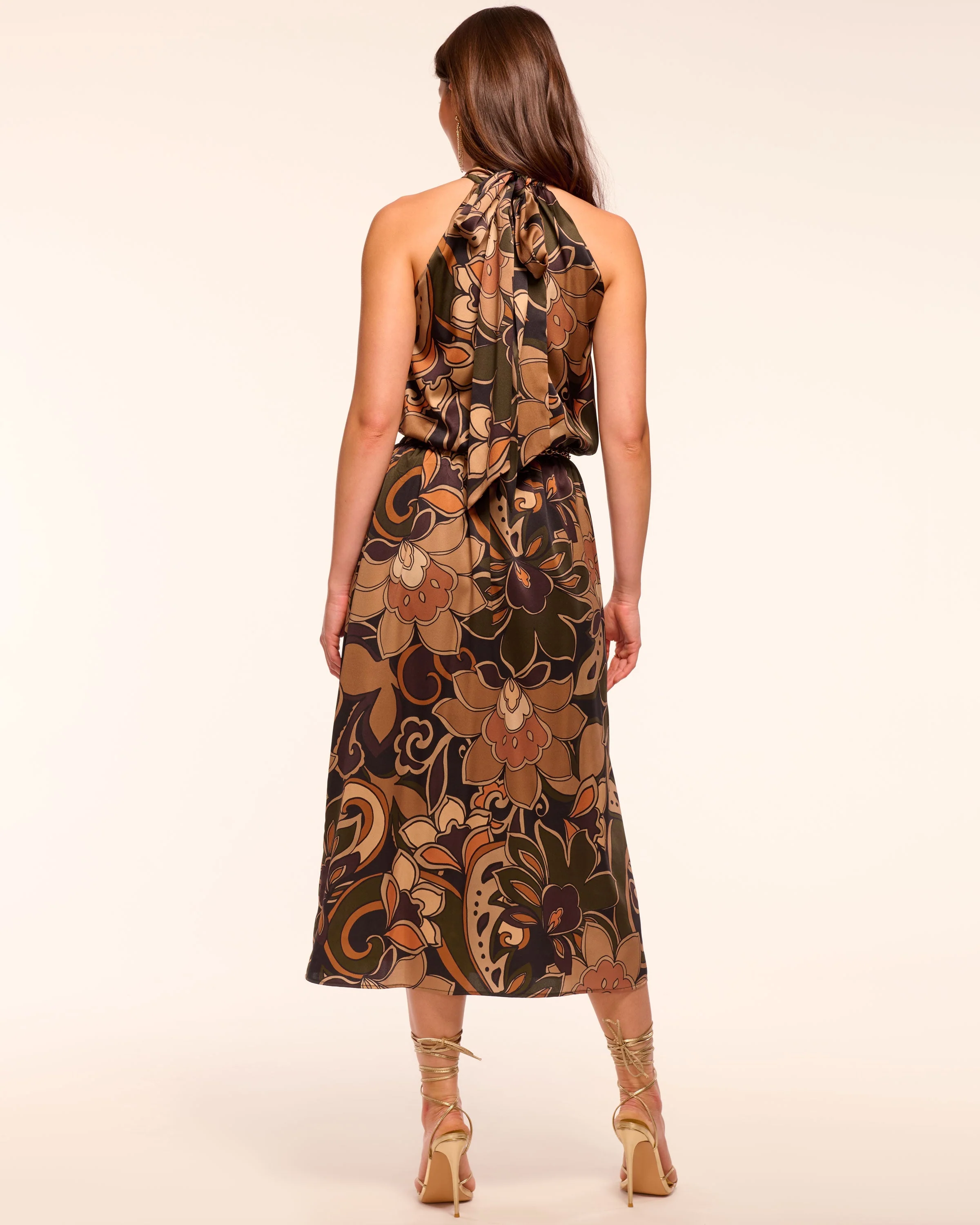 Grace Printed Silk Halter Midi Dress - Image 4