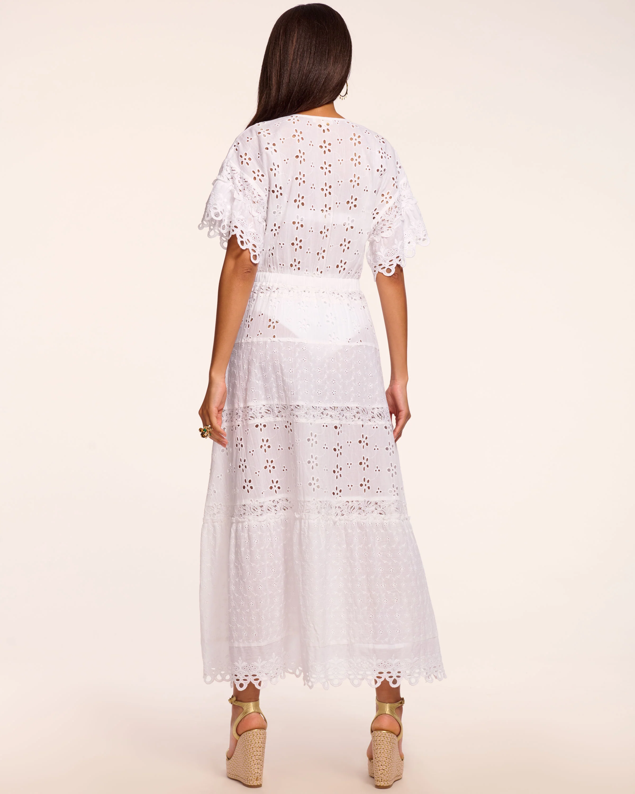Janis Cotton Eyelet Tie Front Coverup Maxi Dress - Image 3