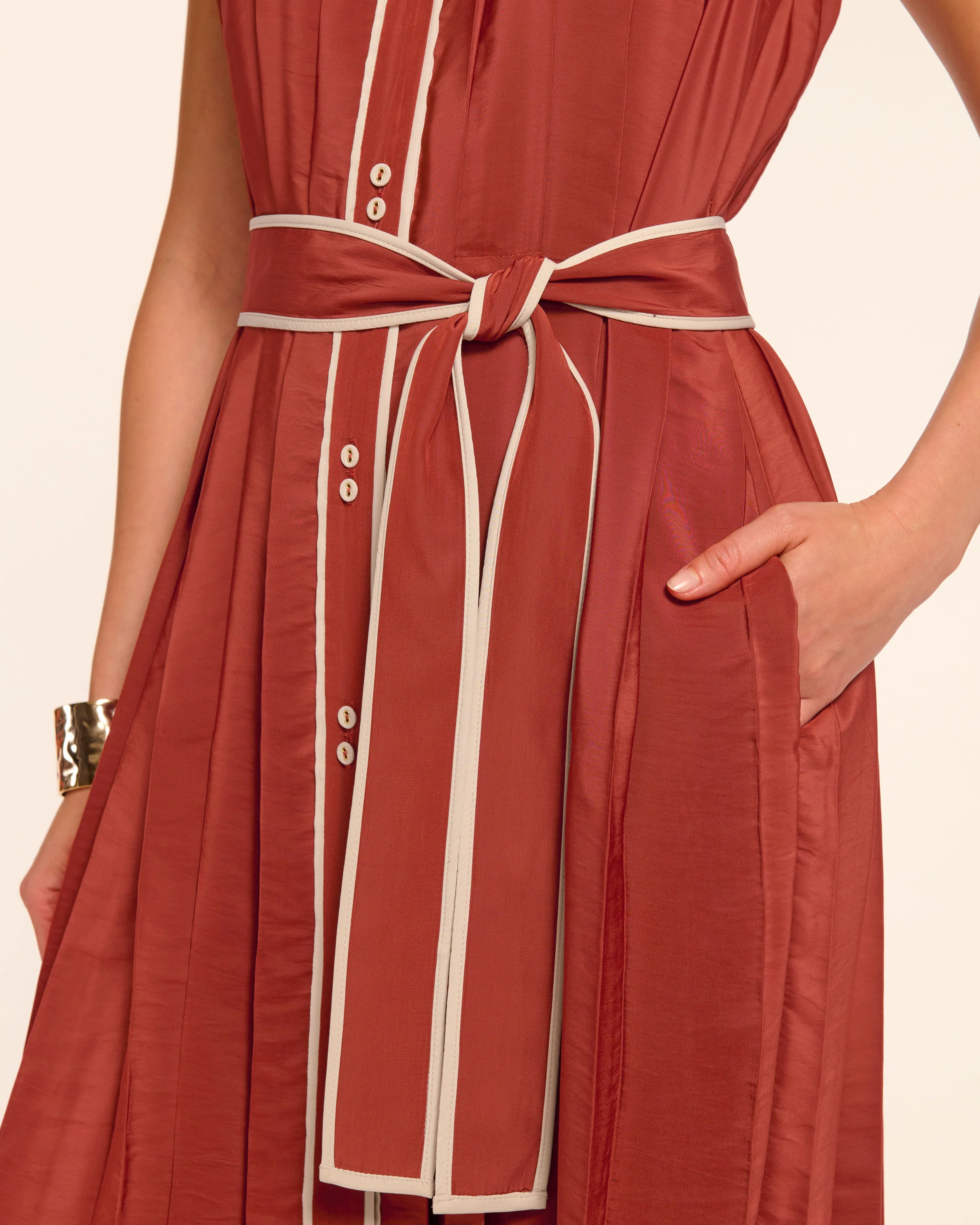 Kenneth Button Down Pleated Midi Dress - Image 3