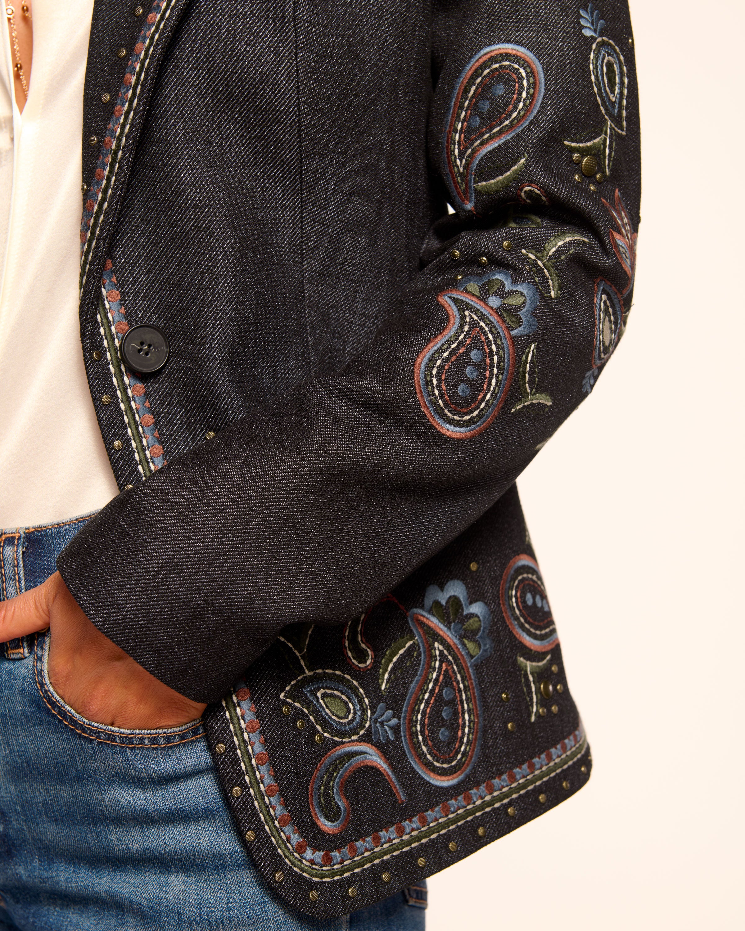 Laura Embroidered Denim Blazer - Image 3