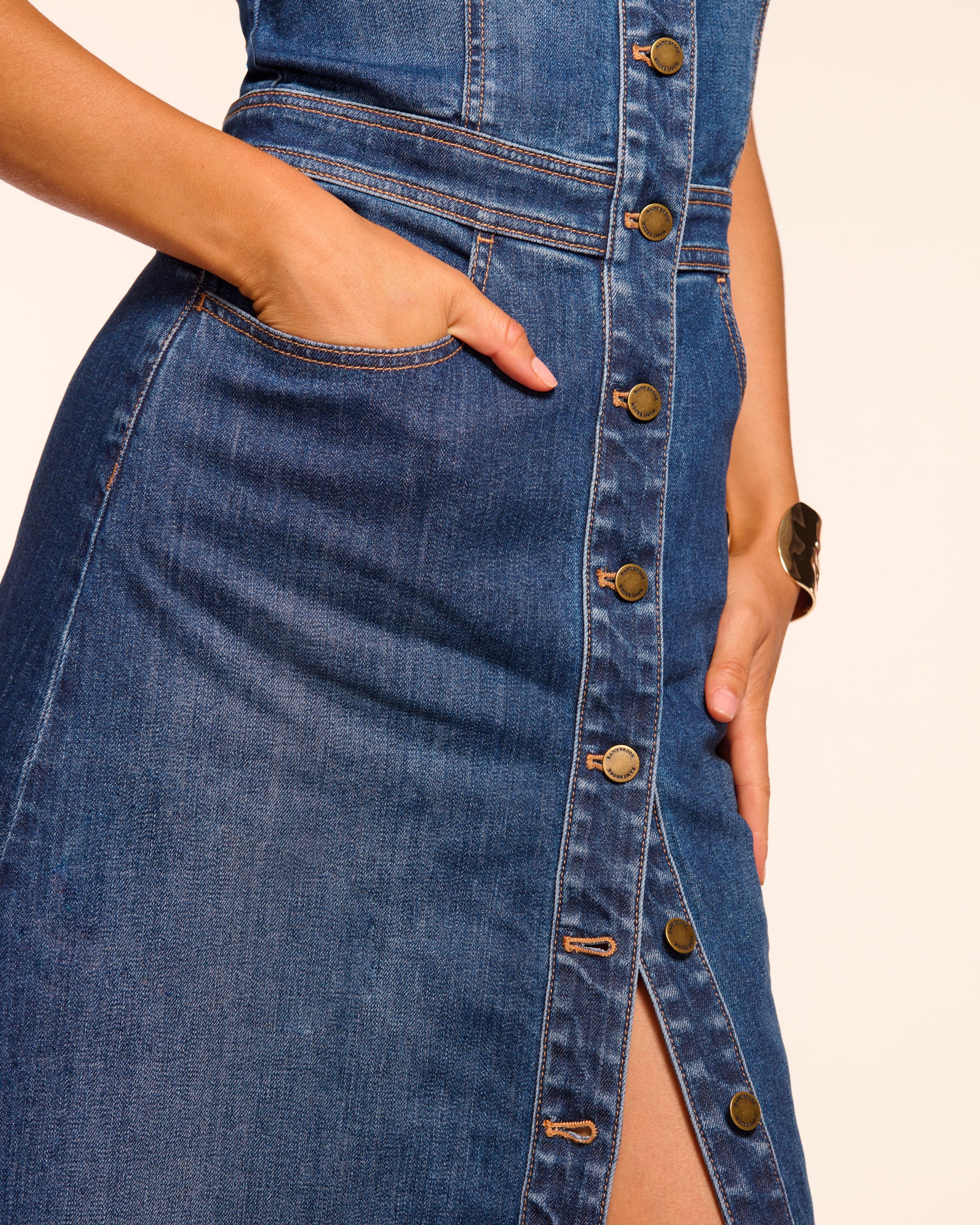 Madeleine Sleeveless Denim Maxi Dress - Image 3