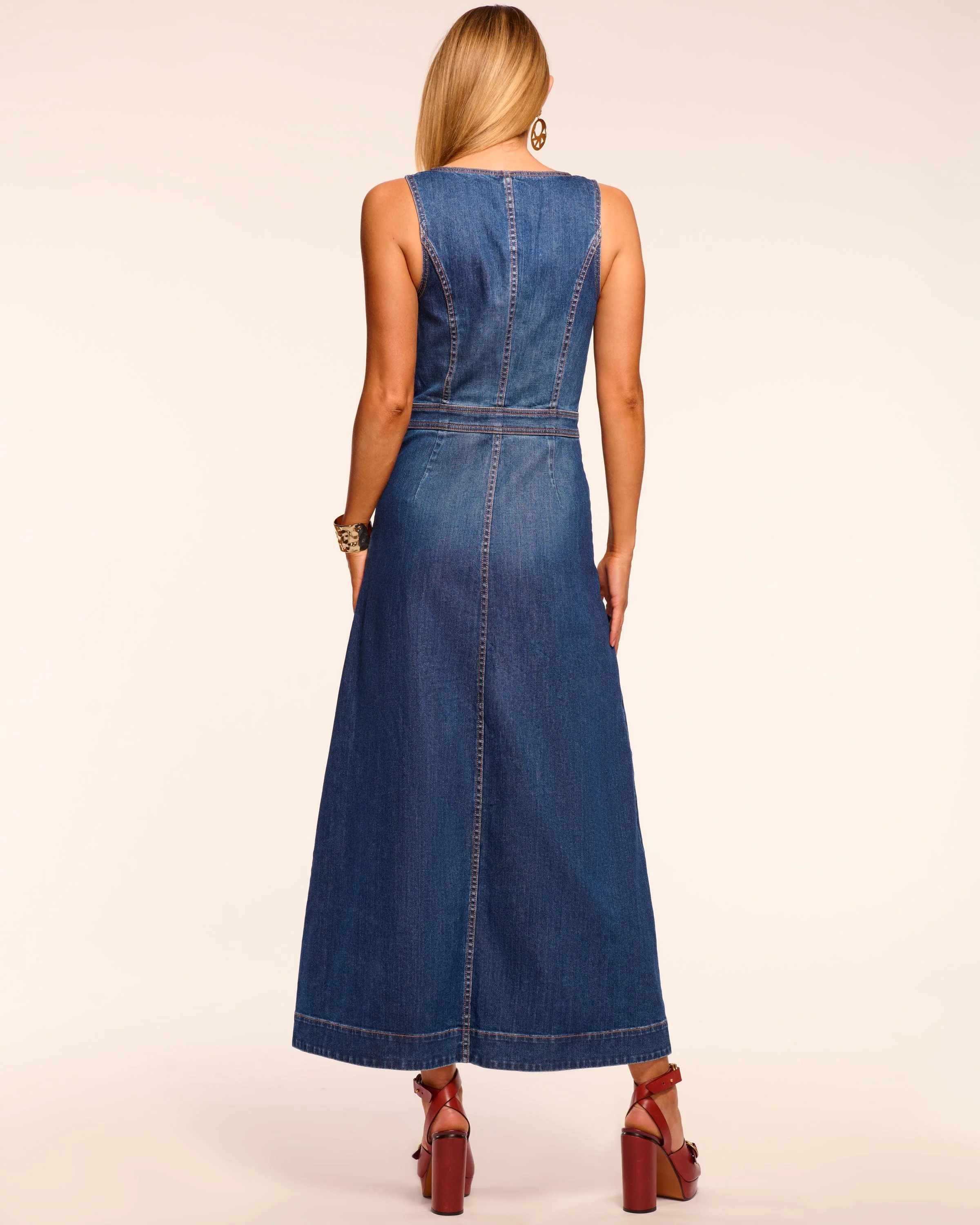 Madeleine Sleeveless Denim Maxi Dress - Image 4