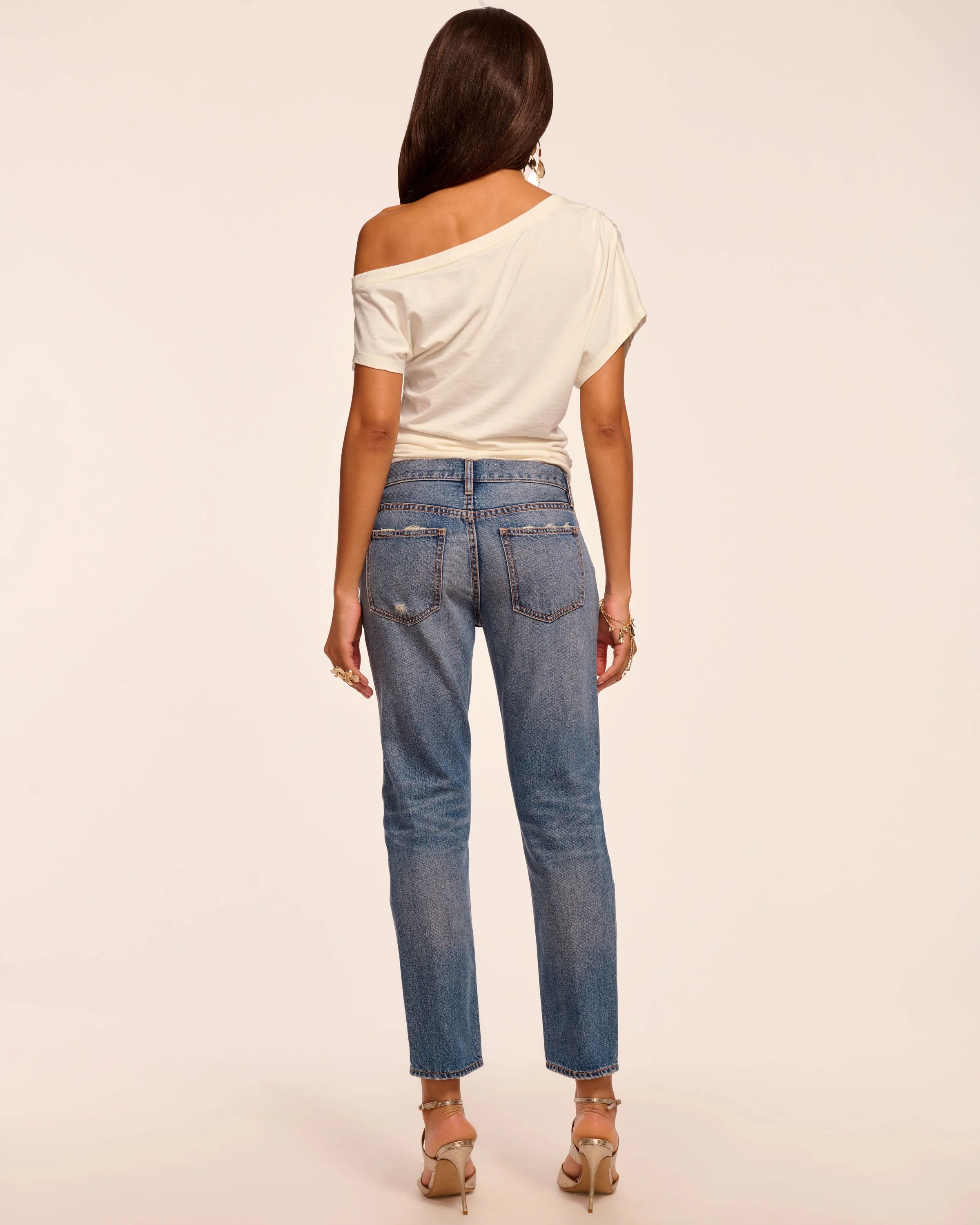 Milla Distressed Low-Rise Tapered Jean - Image 4