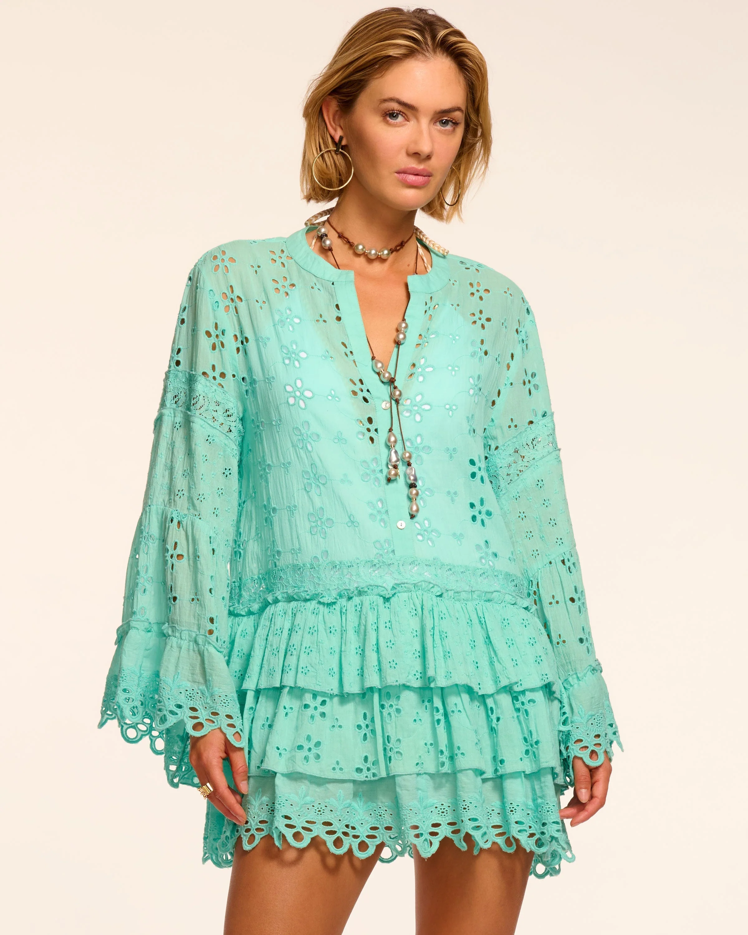 Roxanne Cotton Eyelet Coverup Mini Dress - Image 5