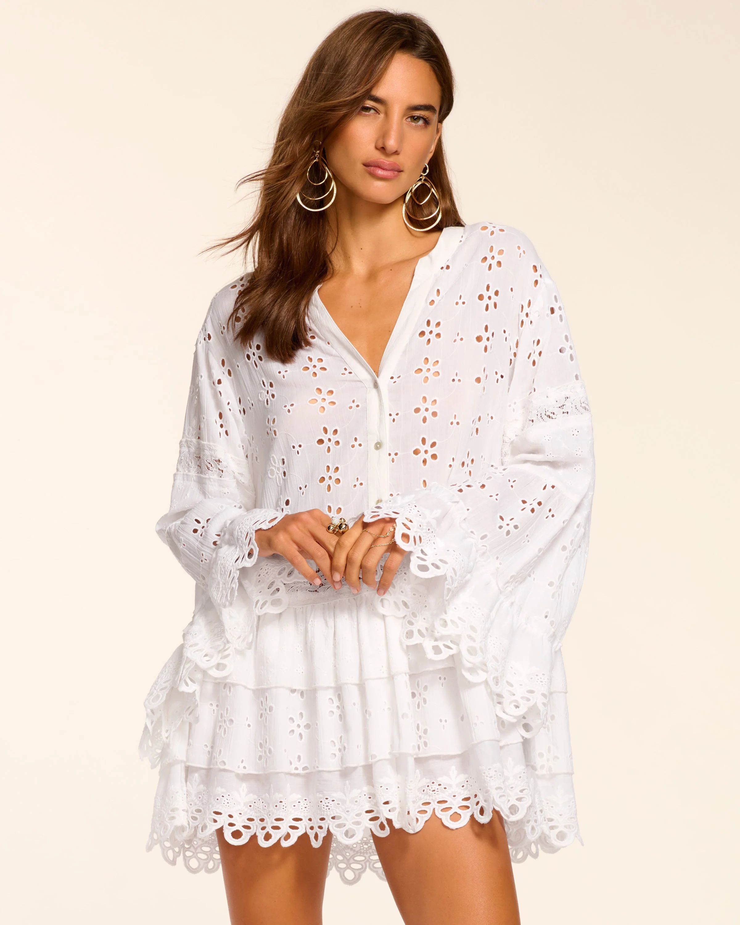 Roxanne Cotton Eyelet Coverup Mini Dress - Image 9