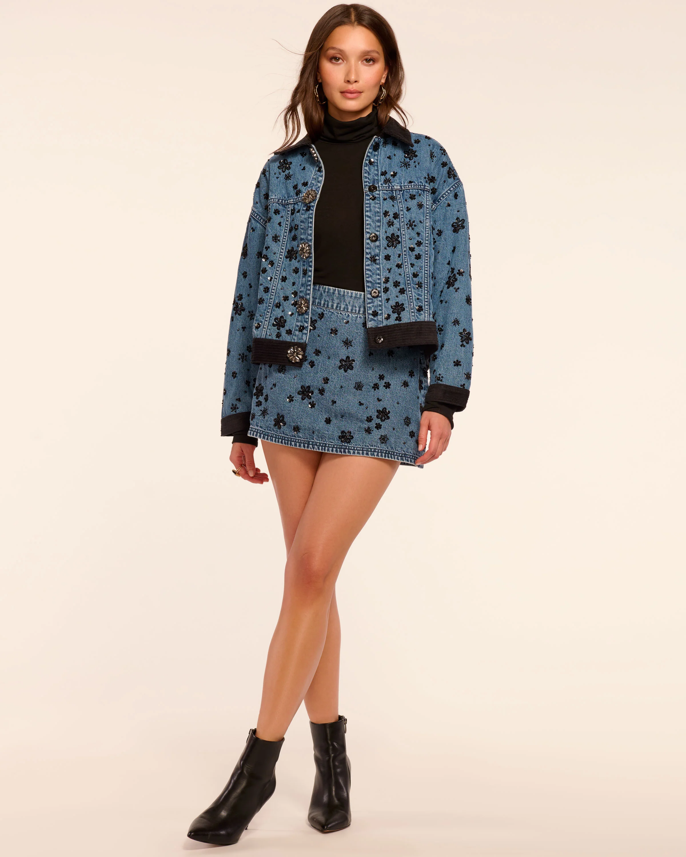 Sally Embellished Denim Mini Skirt - Image 4