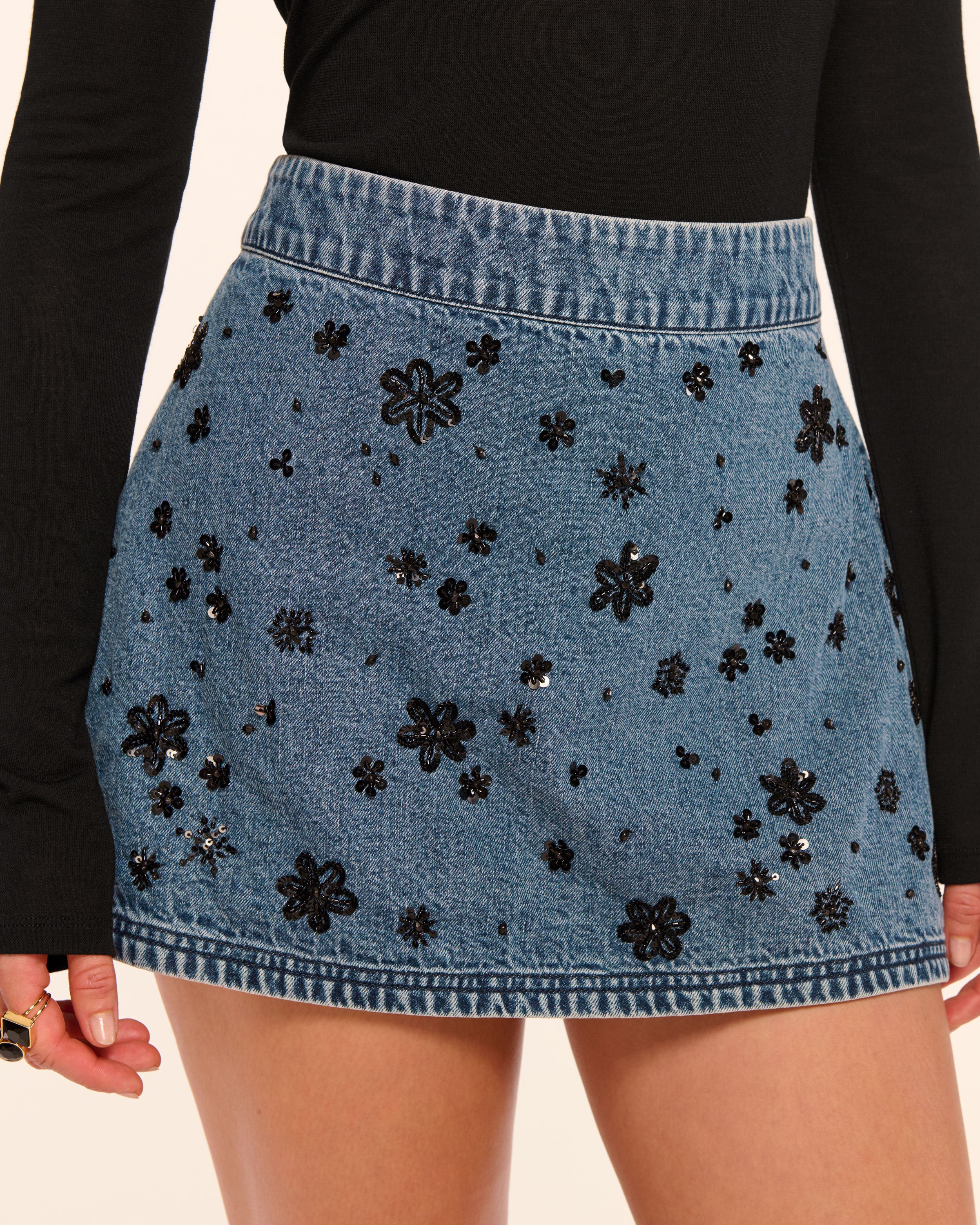 Sally Embellished Denim Mini Skirt - Image 5