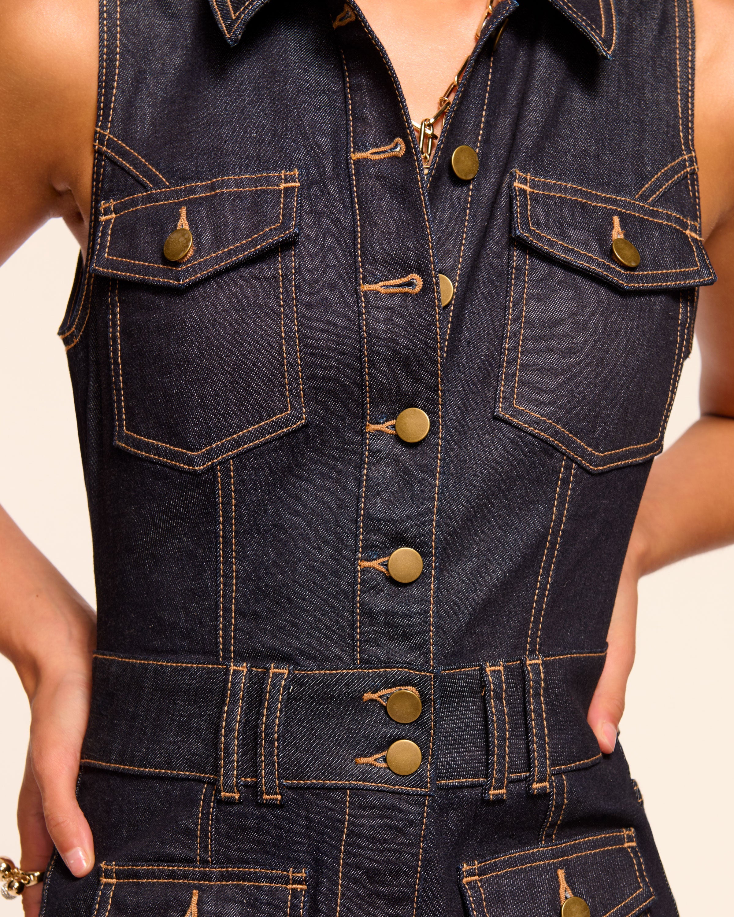 Stephania Sleeveless Denim Jumpsuit - Image 3