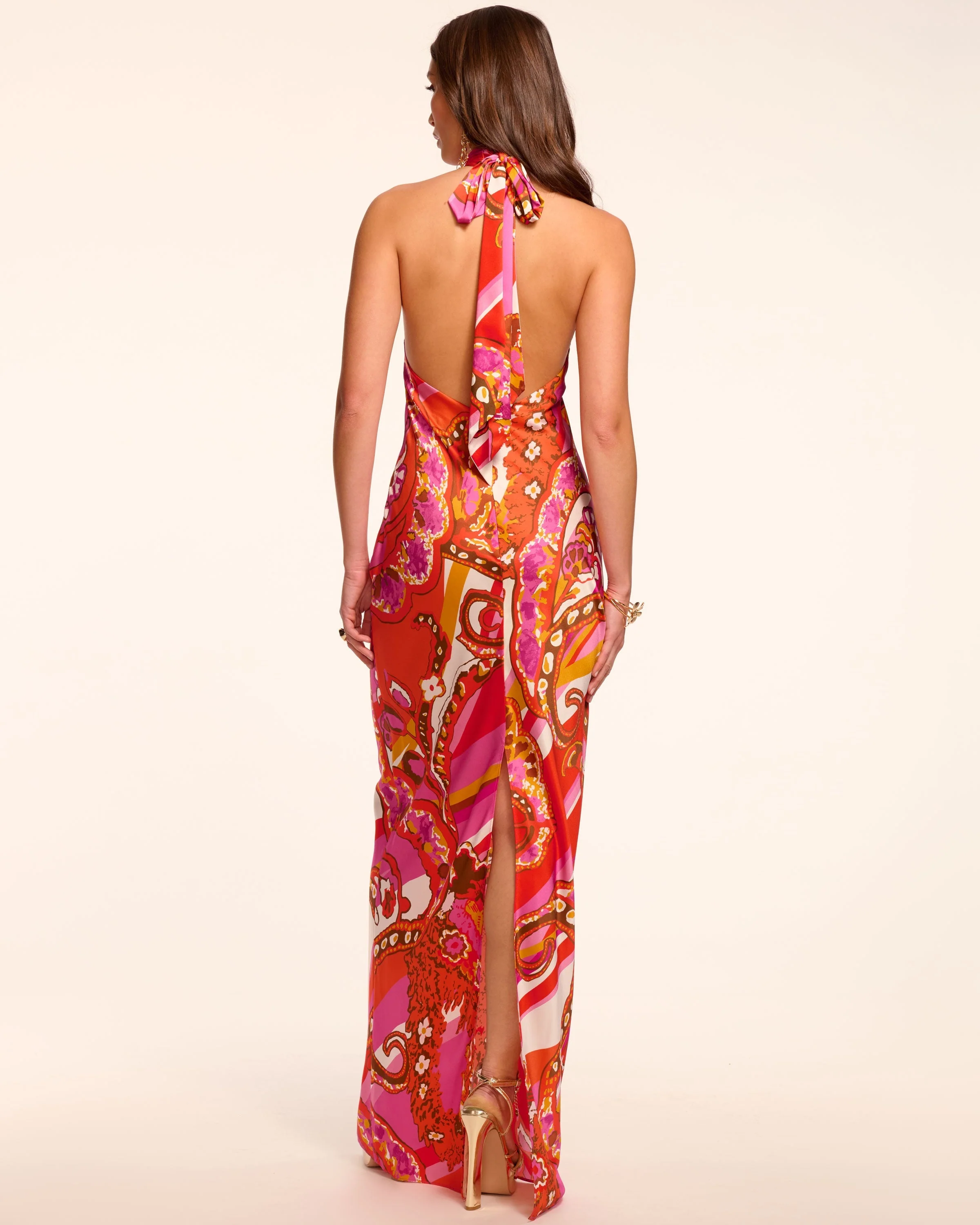 Tatiana Printed Silk Halter Gown - Image 4