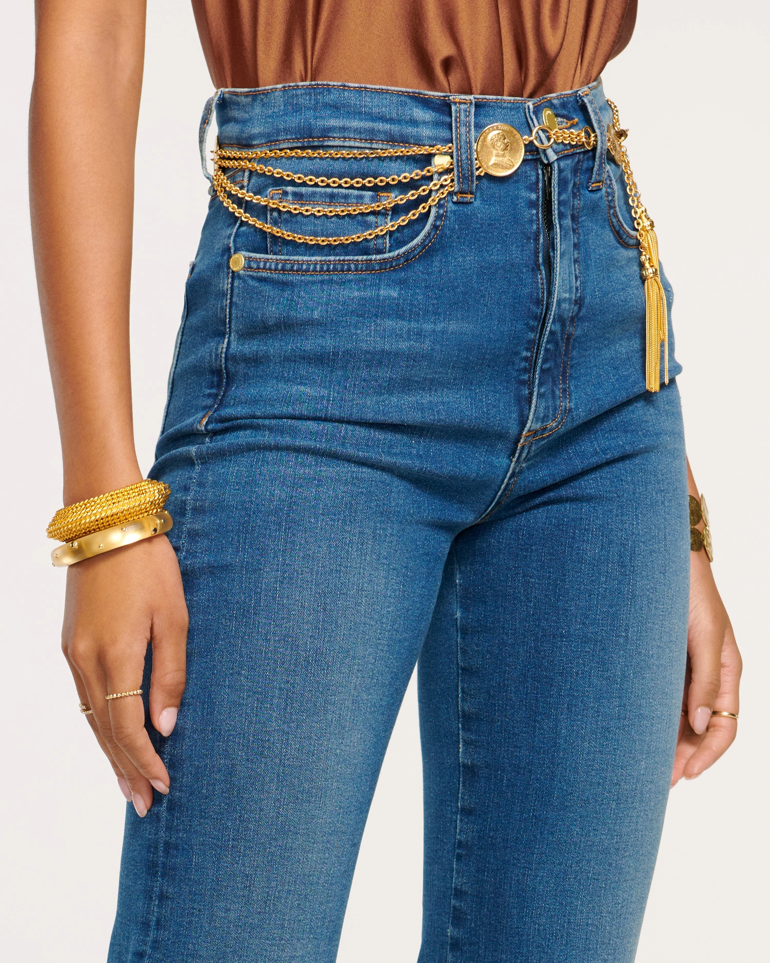 Tyra Contrast Mid-Rise Flare Jean - Image 10