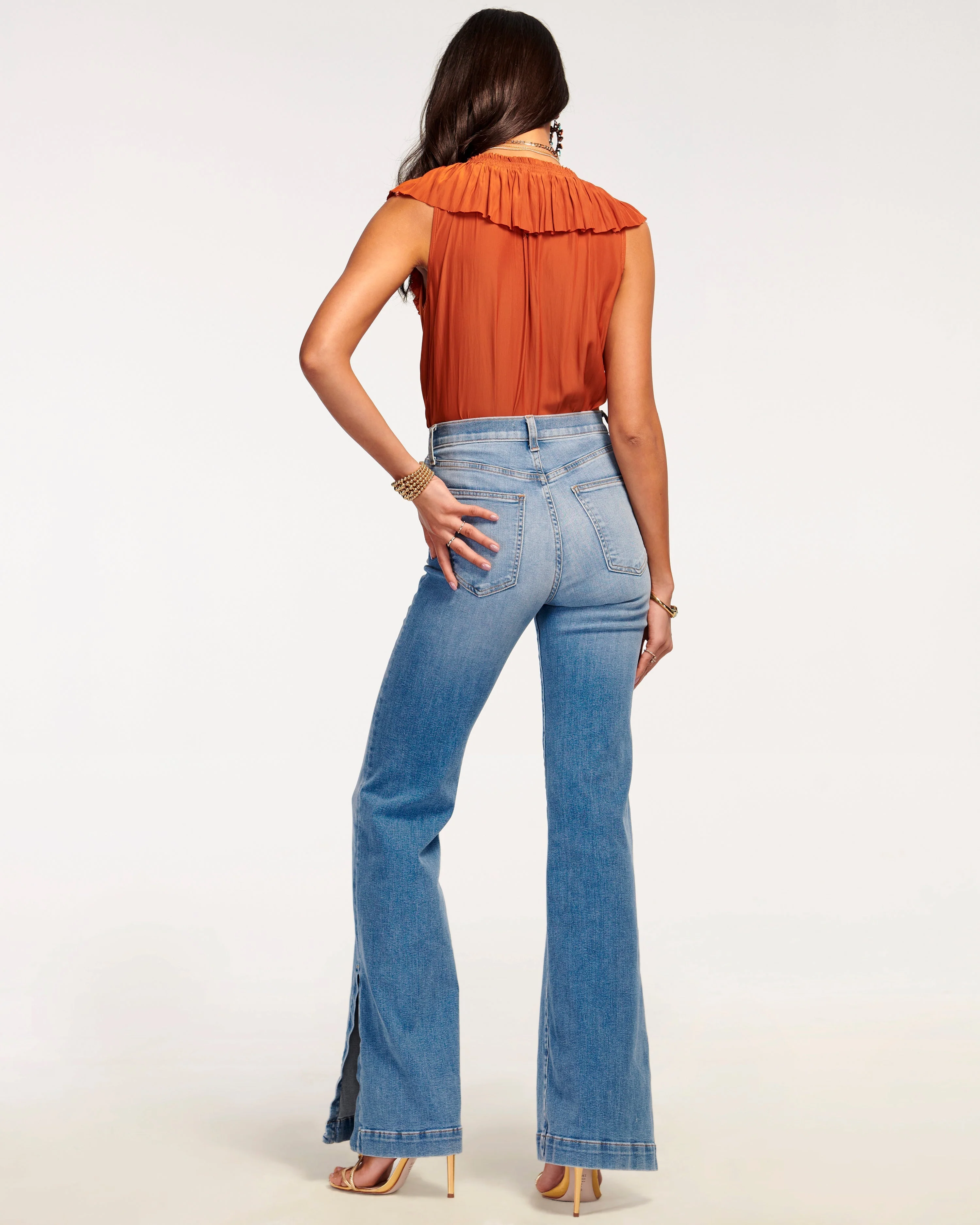 Tyra Contrast Mid-Rise Flare Jean - Image 13