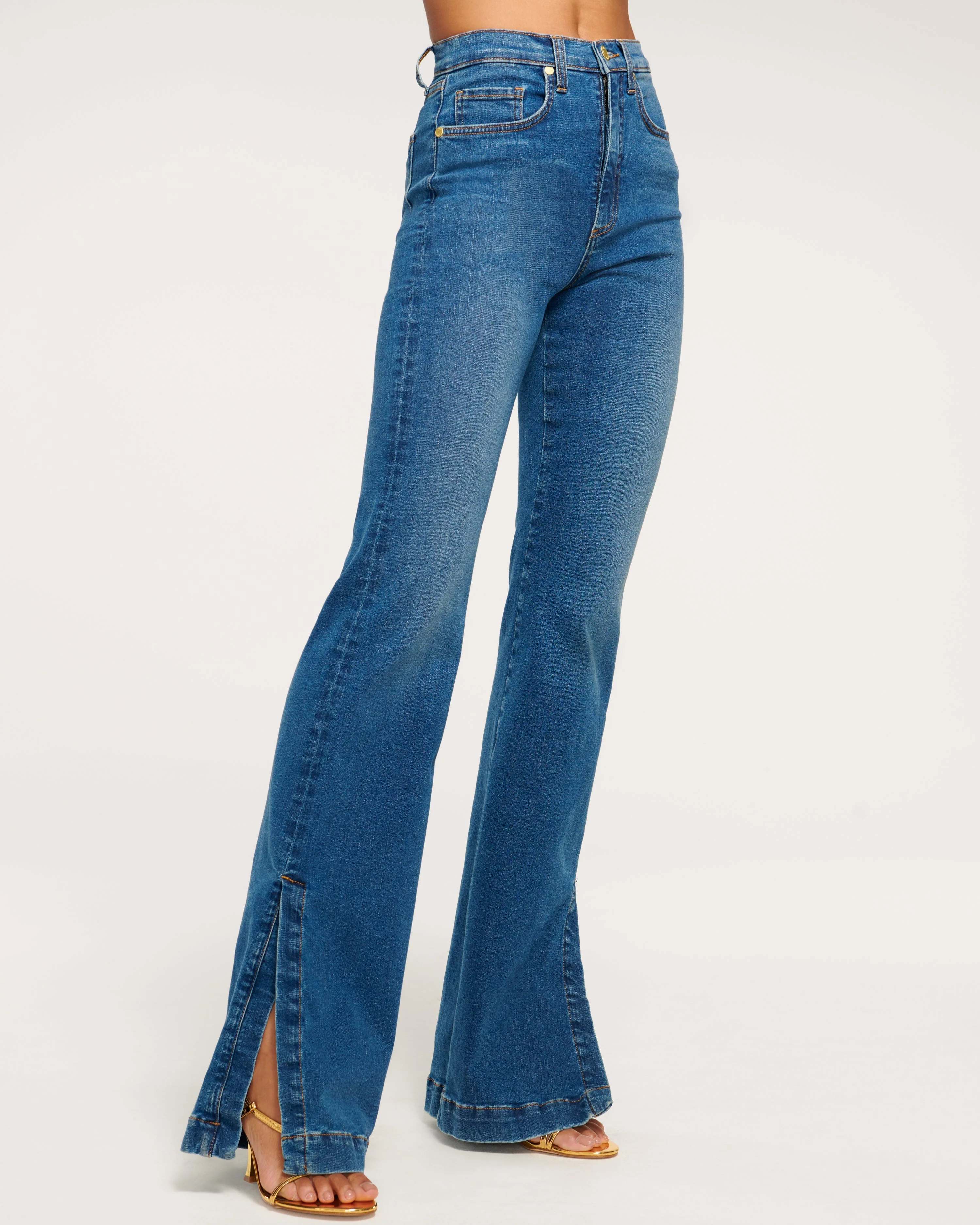 Tyra Contrast Mid-Rise Flare Jean - Image 6