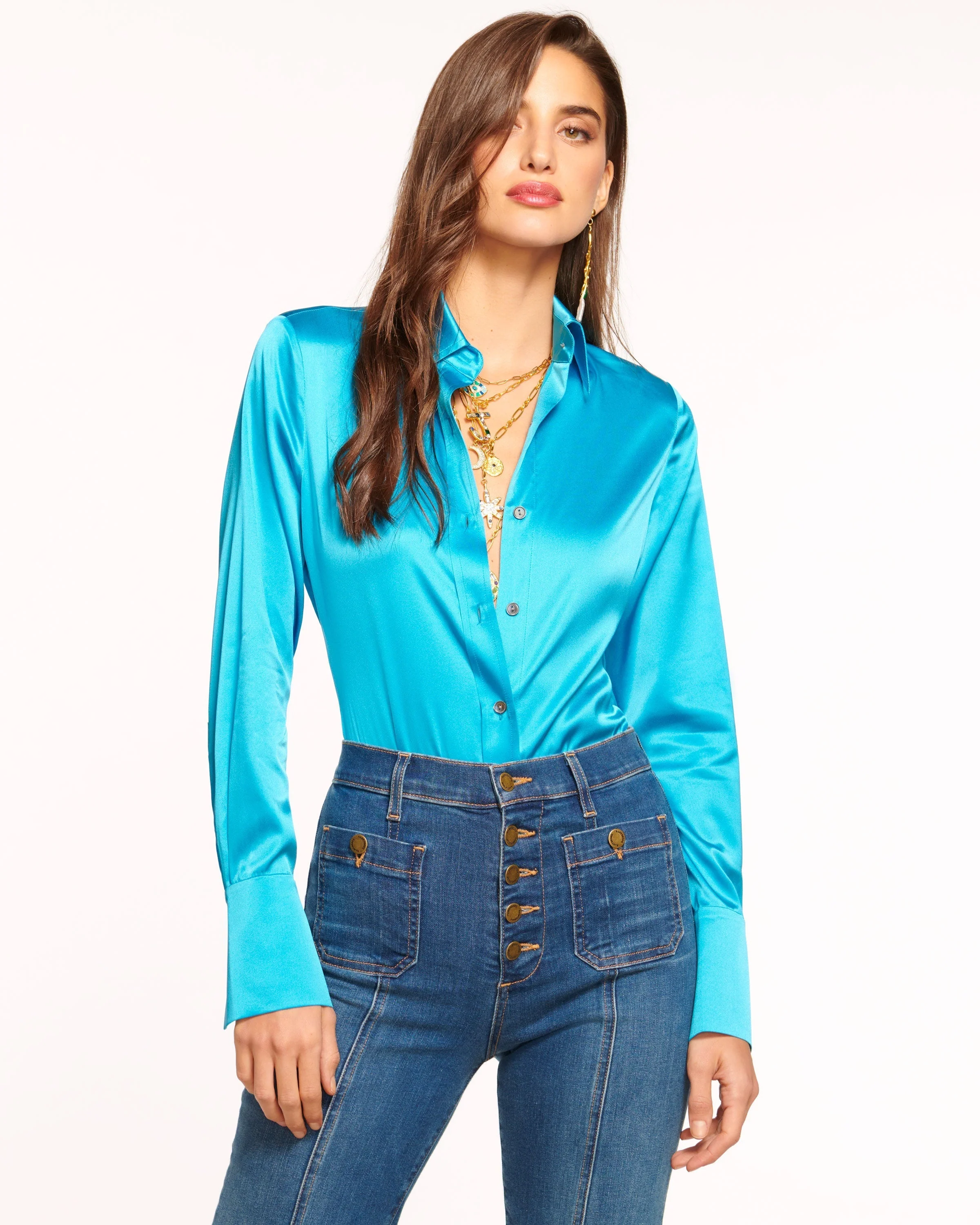 Victoria Silk Button Down Blouse - Image 31