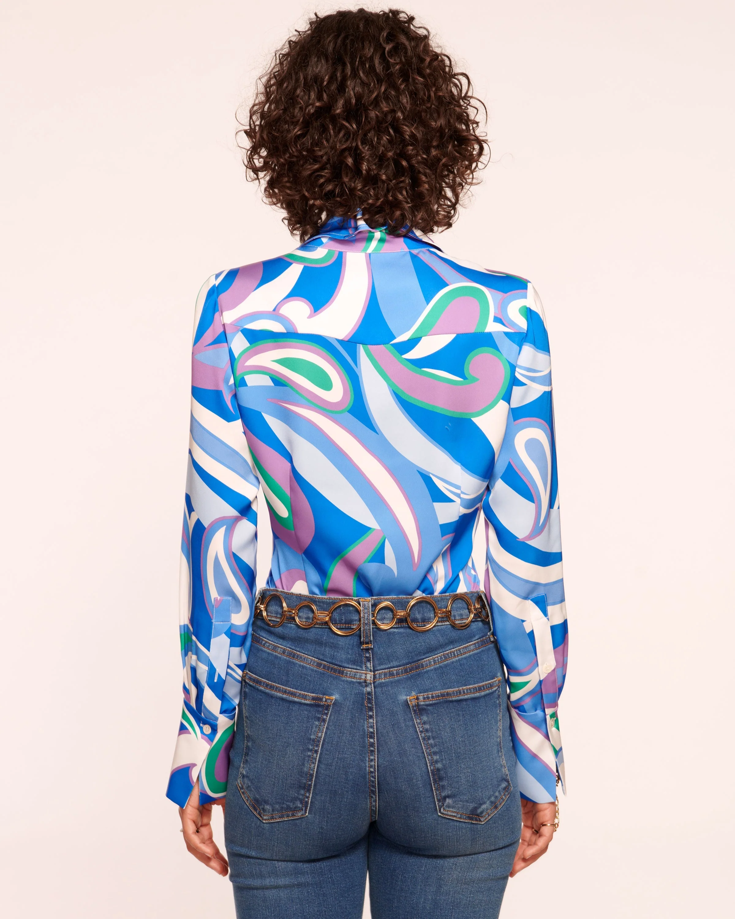 Victoria Silk Button Down Blouse - Image 44