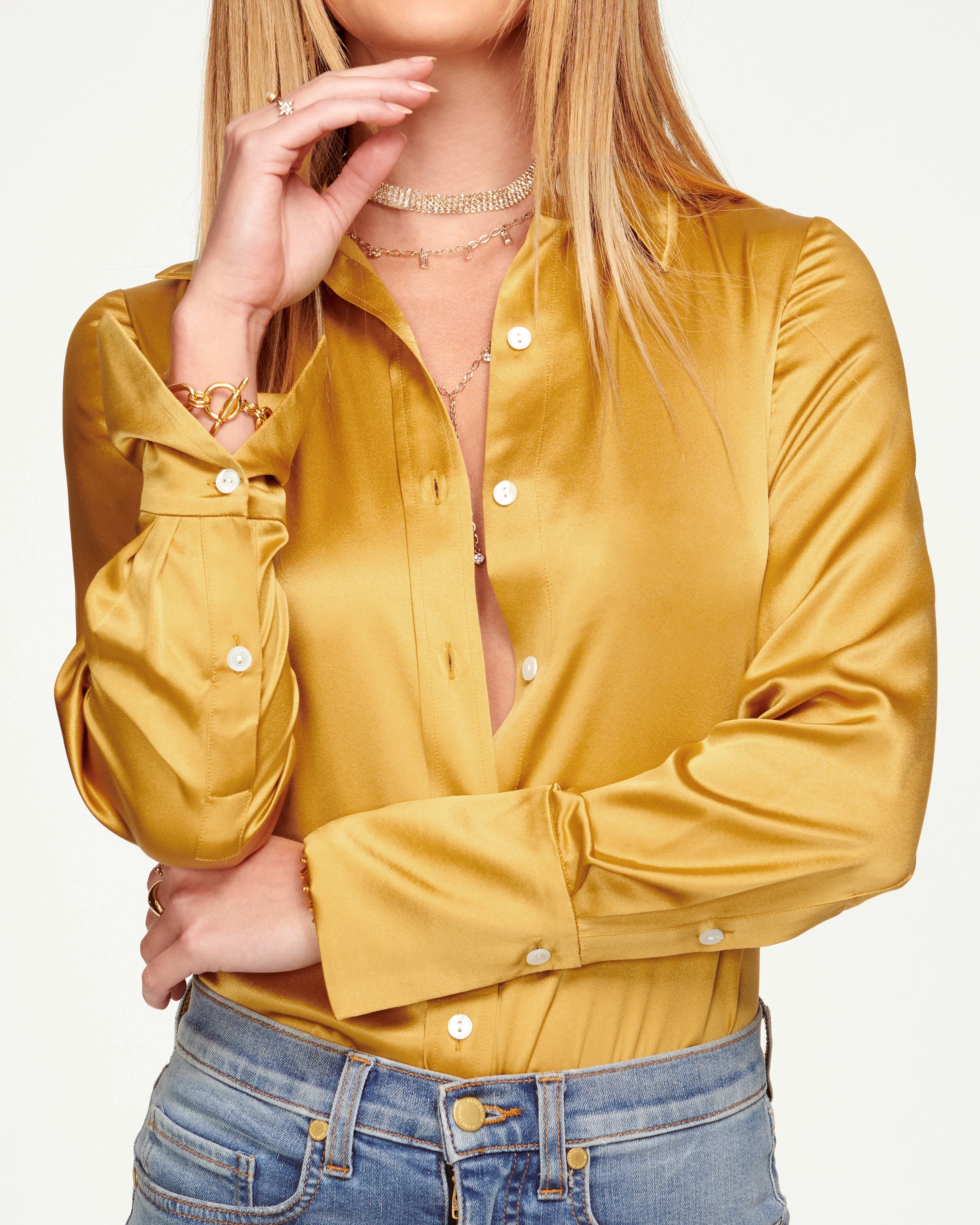 Victoria Silk Button Down Blouse - Image 60