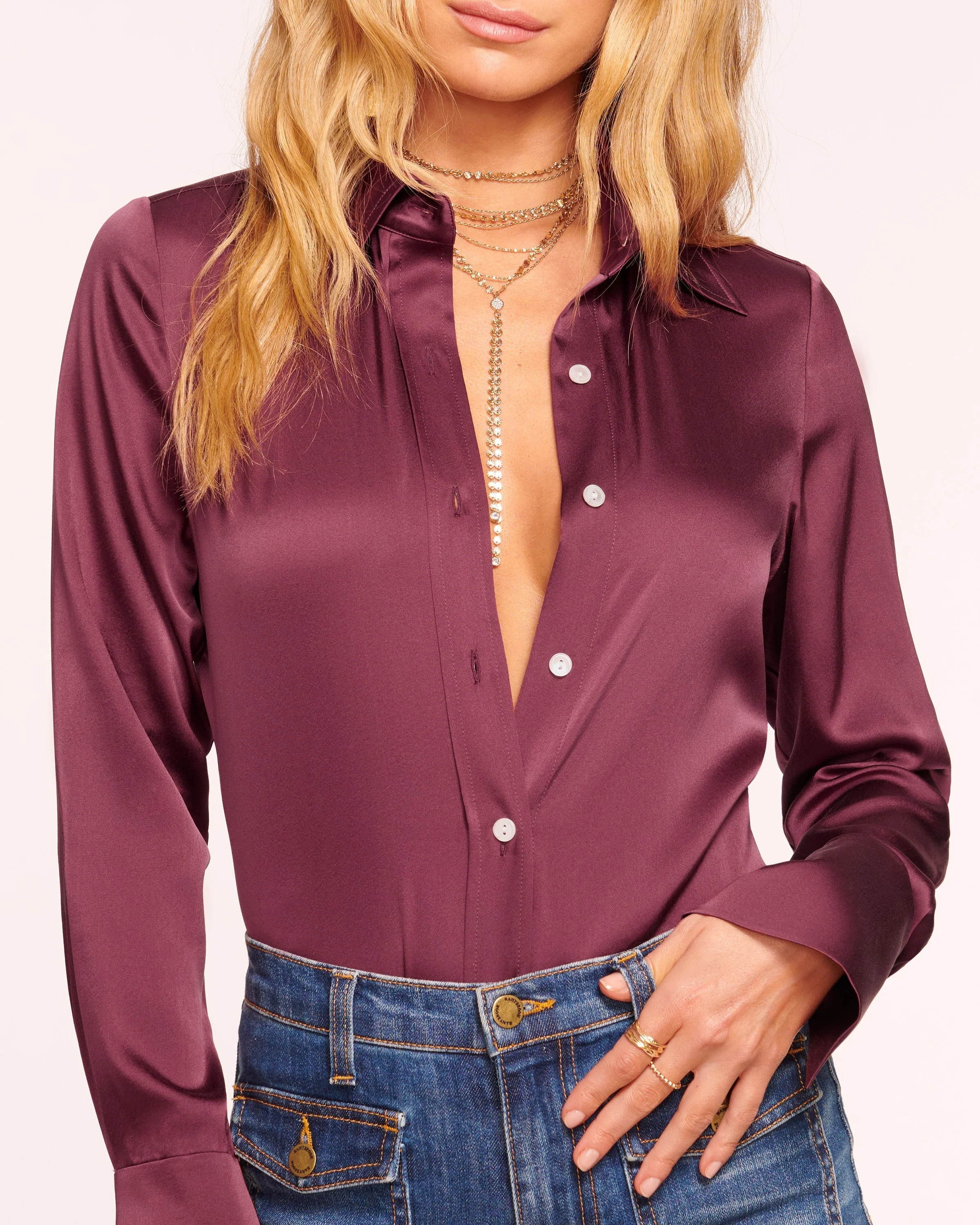 Victoria Silk Button Down Blouse - Image 61