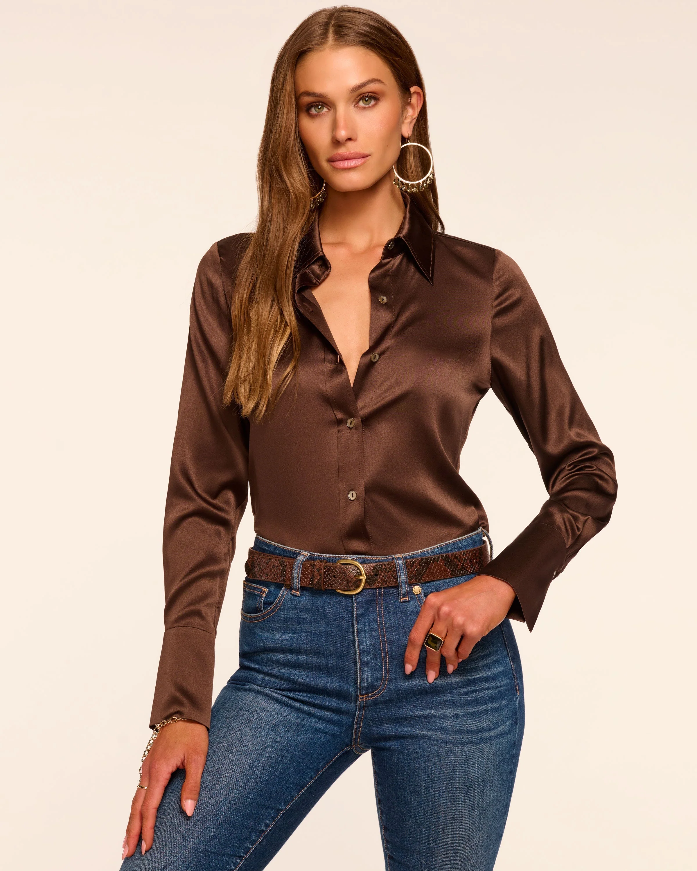 Victoria Silk Button Down Blouse - Image 7