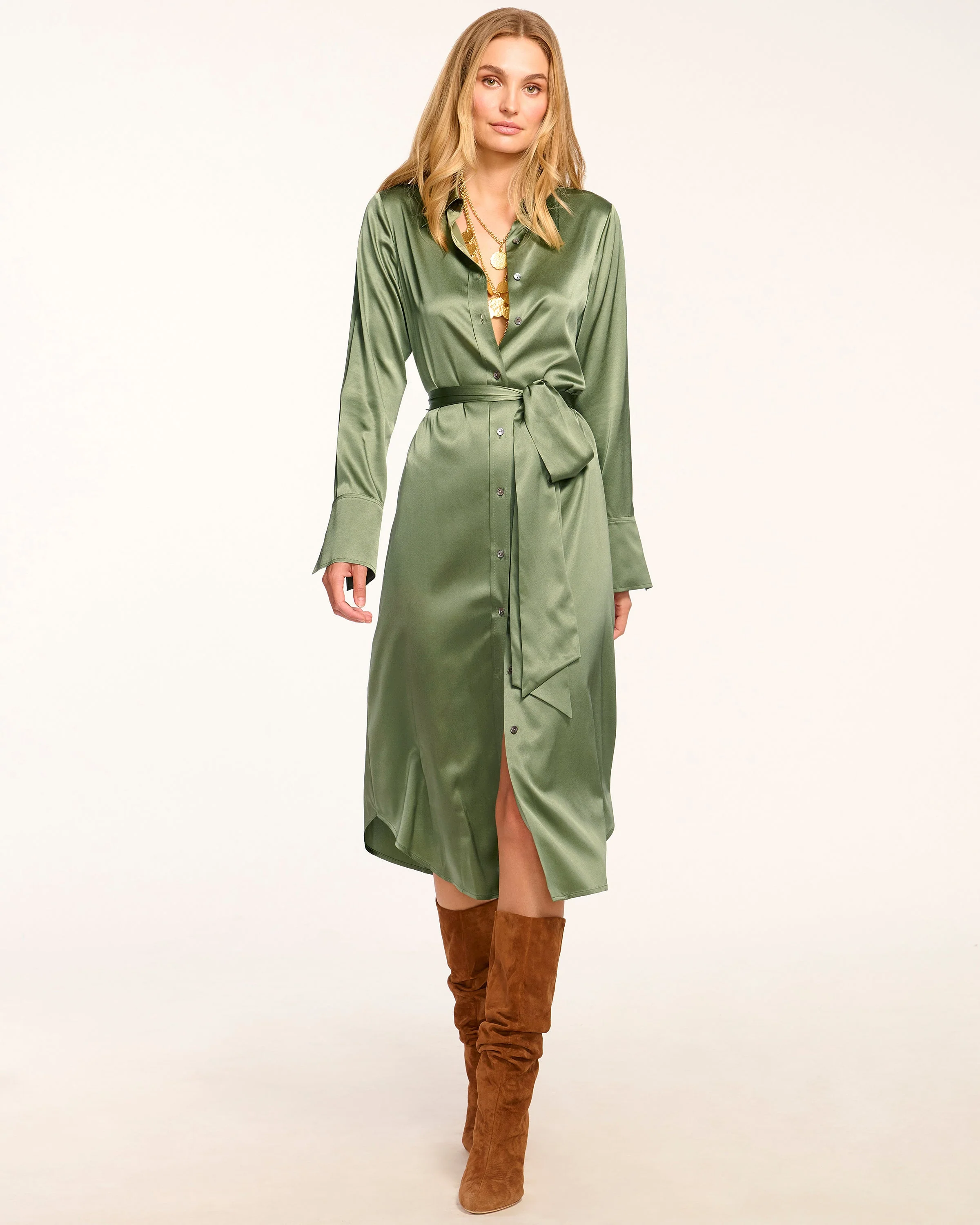 Victoria Silk Button Down Midi Dress - Image 14