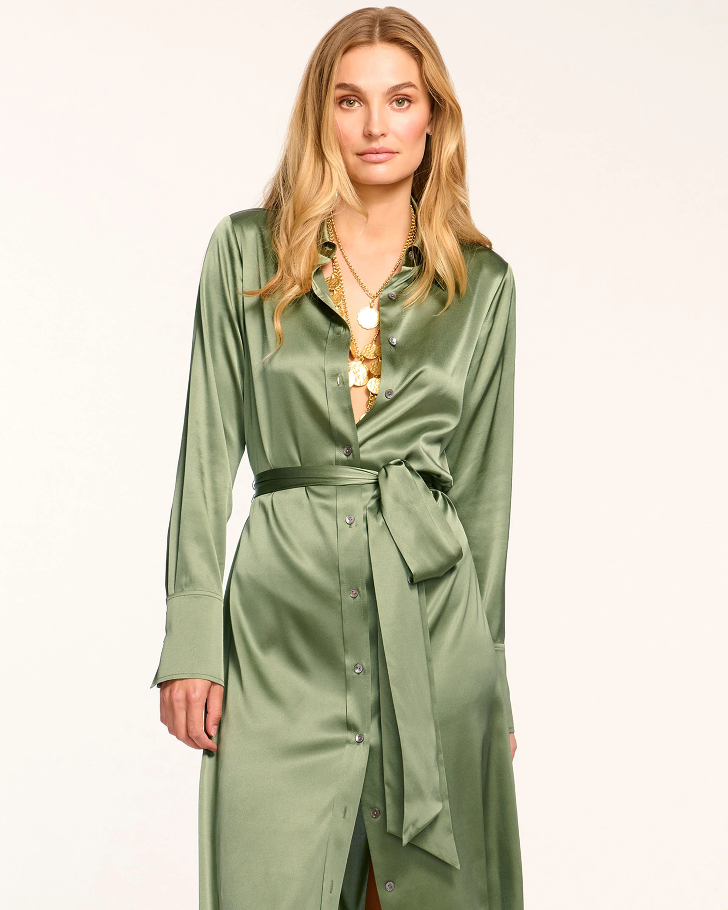 Victoria Silk Button Down Midi Dress - Image 15