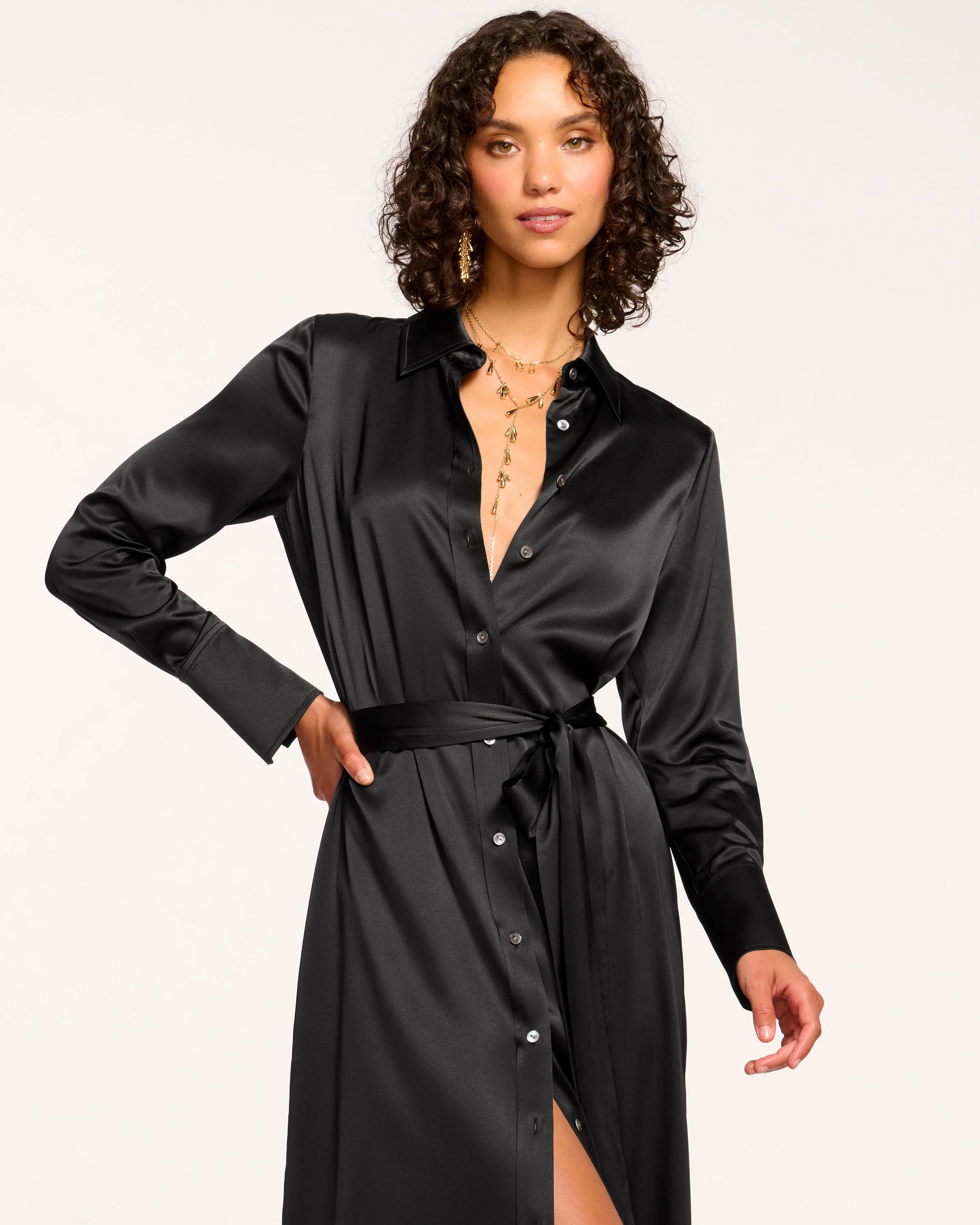 Victoria Silk Button Down Midi Dress - Image 18