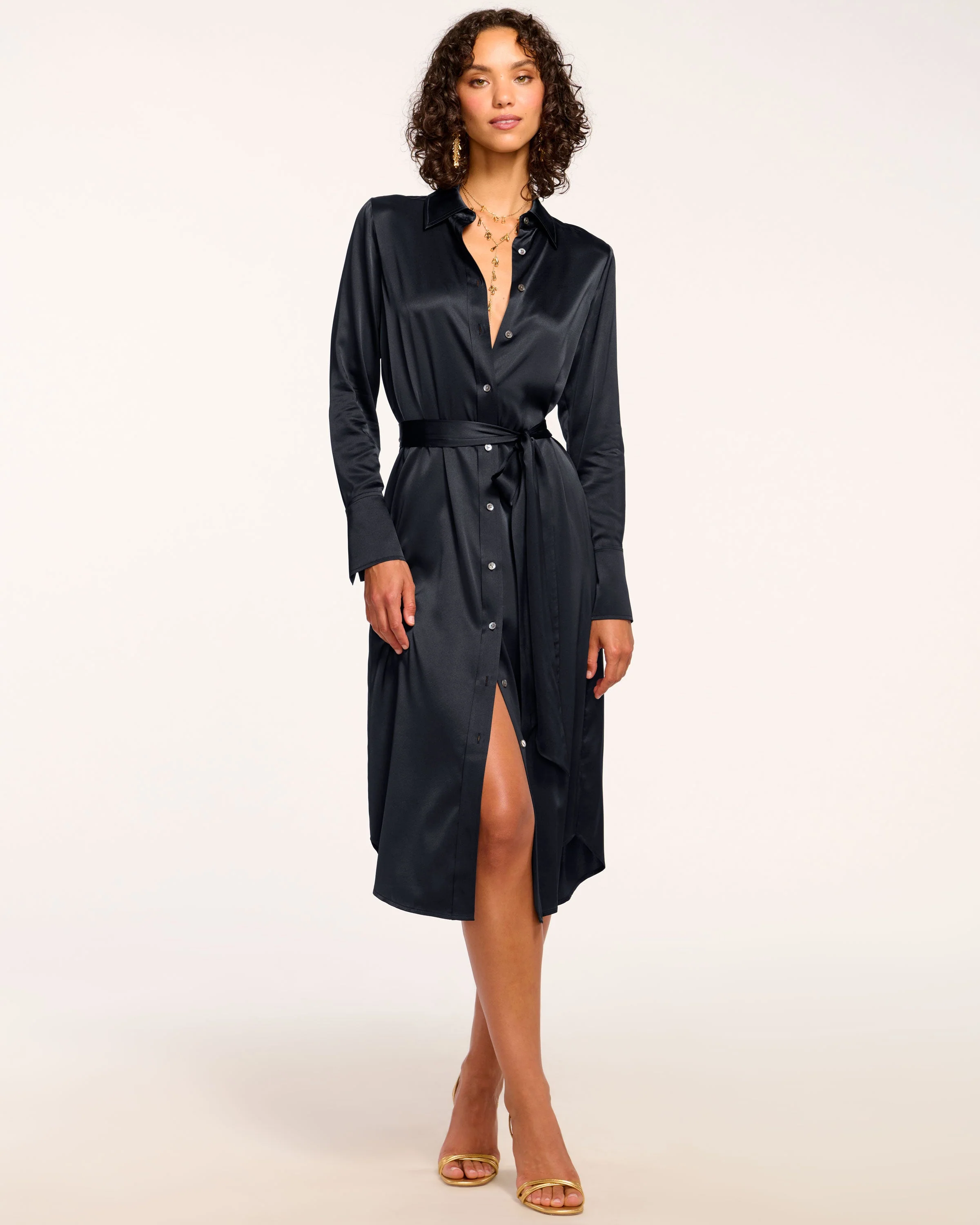 Victoria Silk Button Down Midi Dress - Image 22
