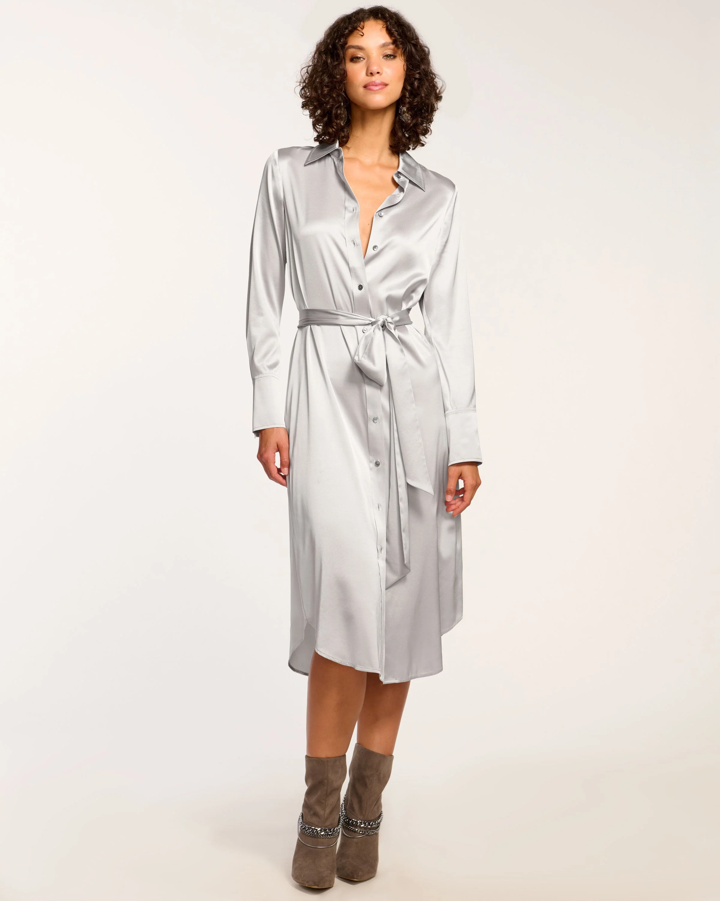 Victoria Silk Button Down Midi Dress - Image 6