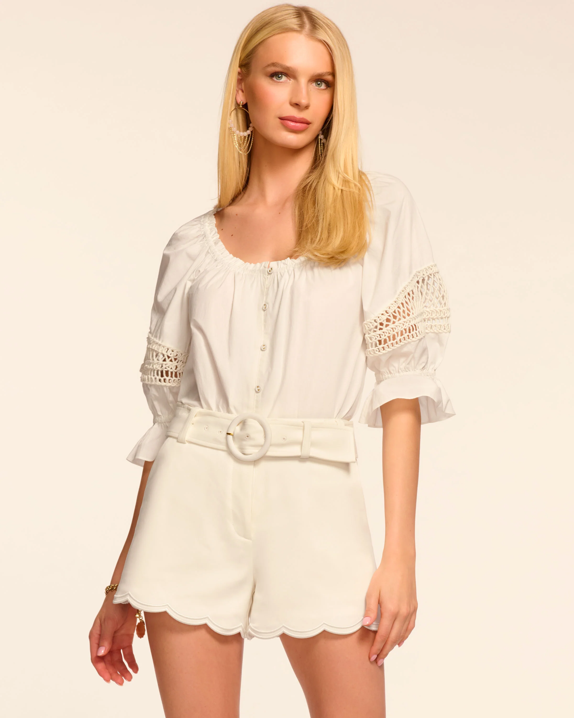 Violeta Stretch Cotton Scalloped Mini Short - Image 6